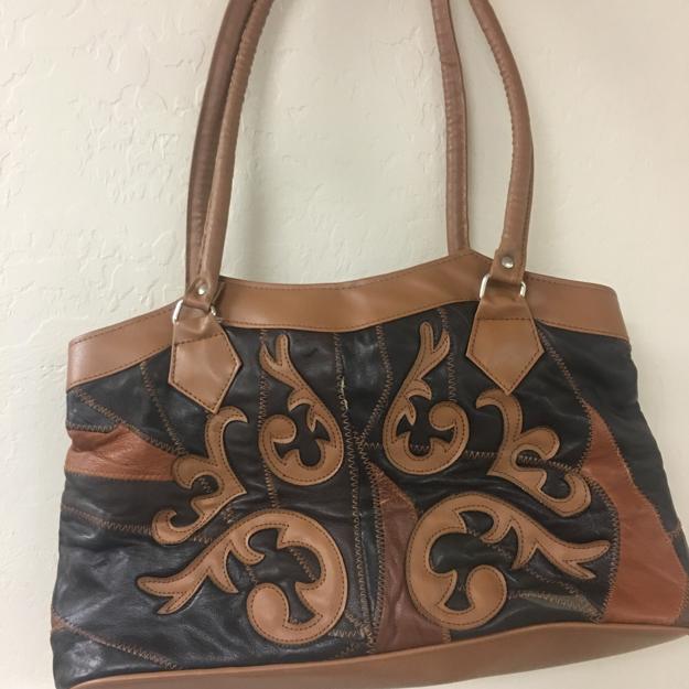 Z-Mkt | Gold Coast Brown Patchwork Genuine Leather Purse with Matching Wallet