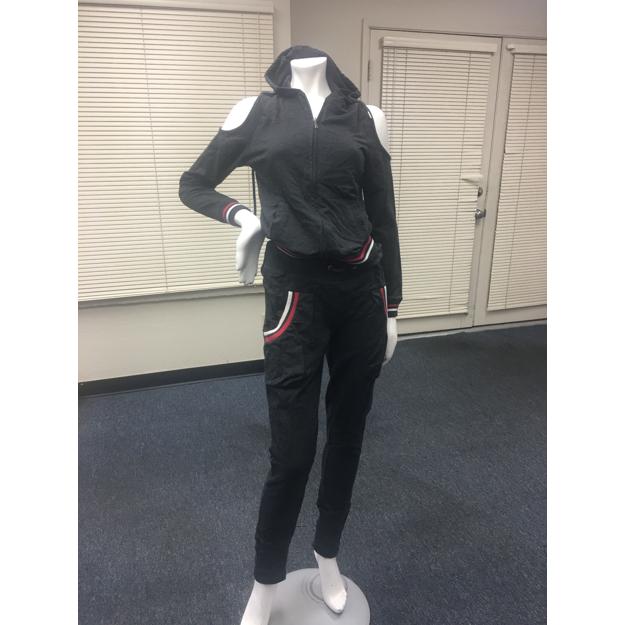 Z-Mkt | K. Jordan Velour Tracksuit – Gray Polyester/Spandex with Red and White Accents