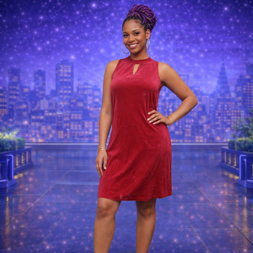 Z-Mkt | Worthington Velvet Rumba Red A- Line Keyhole Dress