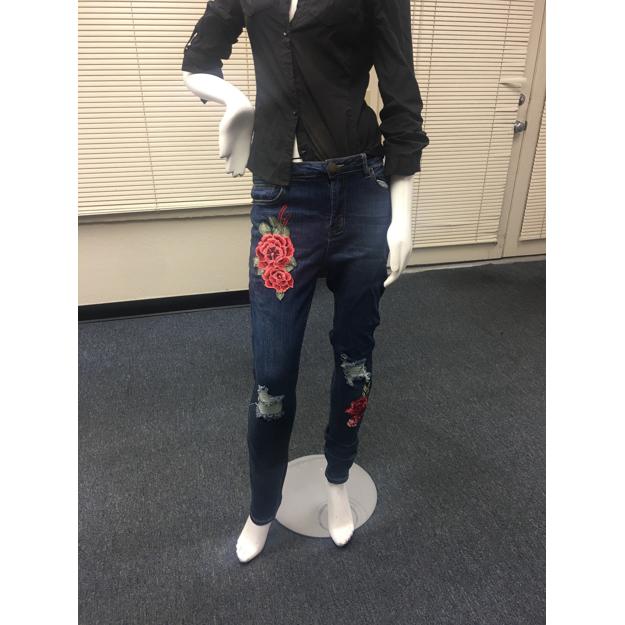 Z-Mkt | K. Jordan Blue Jeans | Floral Detail & Light Distressing